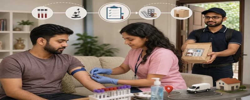 Placeholder: Healthcare worker performing home diagnostic sample collection